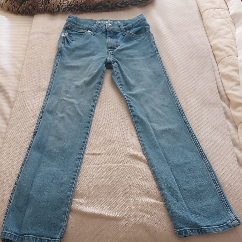 Wrangler Boys Classic Straight Leg Blue Jeans. Size 12 Slim, Light Denim